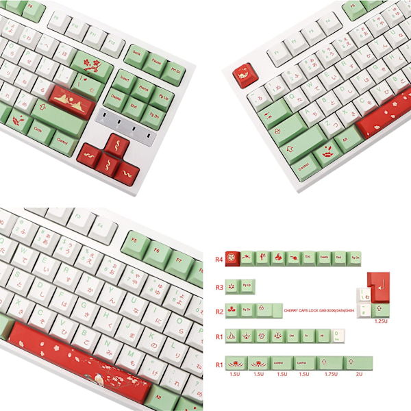 136-tasters Keycap Pbt Dye Sub Cherry Keycaps til 61/64/68/84/980/104/108 Japansk