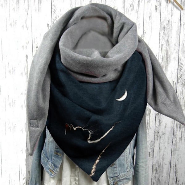 Moderigtige Vinter Dame Print Knap Blød Wrap Casual Varme Tørklæder Sjaler
