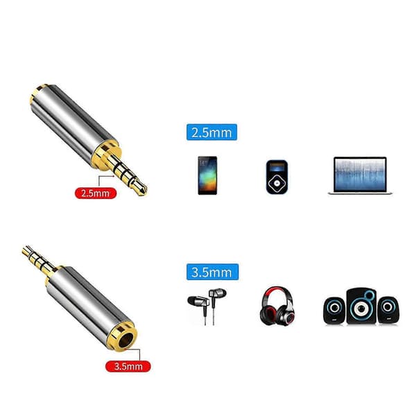 3,5 mm han til 2,5 mm hun/2,5 mm han til 3,5 mm hun stereo lydadapter