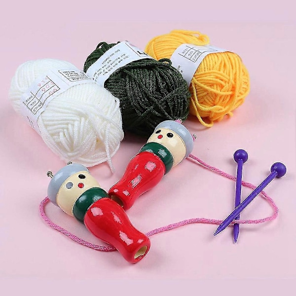 Fransk Stickmaskin Verktyg 2-pack, Trä Stickdocka Set Spole Stickdocka Stickram Leksak För Mak