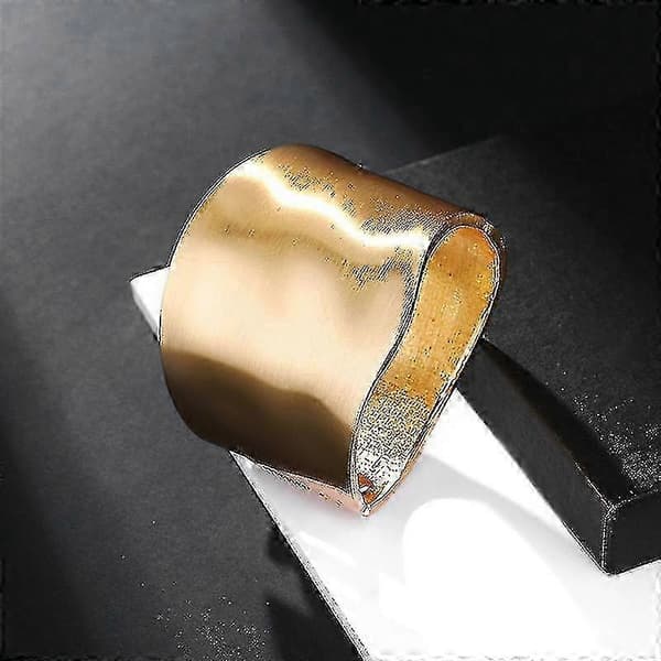 Brede Armringer Minimalistisk Legering Gullfarge Armbånd Kvinner Tilbehør 2025