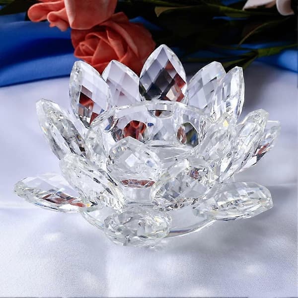 Klar Glasblomma Tealight Ljusstake, Votivljusstake, Ljusstake för Bordscentrum, Middagar
