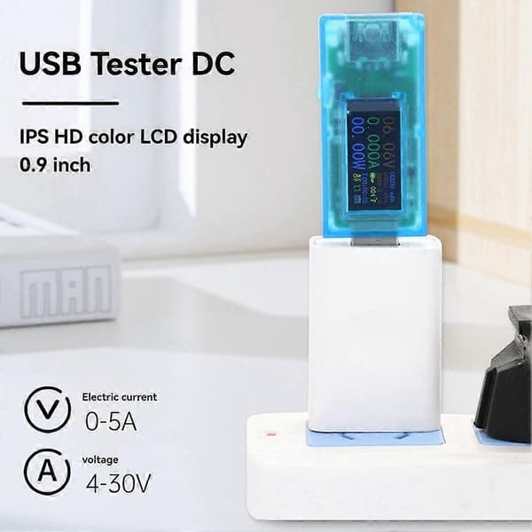 0,96 tum IPS LCD-skärm 13-i-1 Multifunktionell USB-testare Spänning Ström Effektmätare Voltmeter A