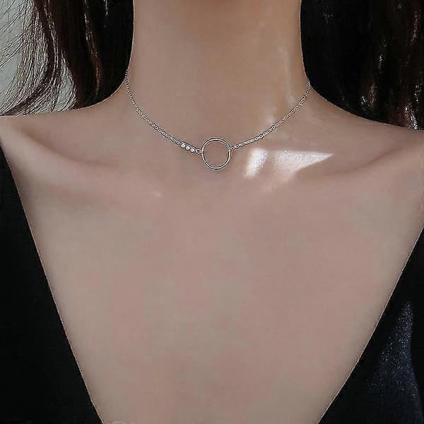 Enkelt Prickhalsband Smycken Silver Litet