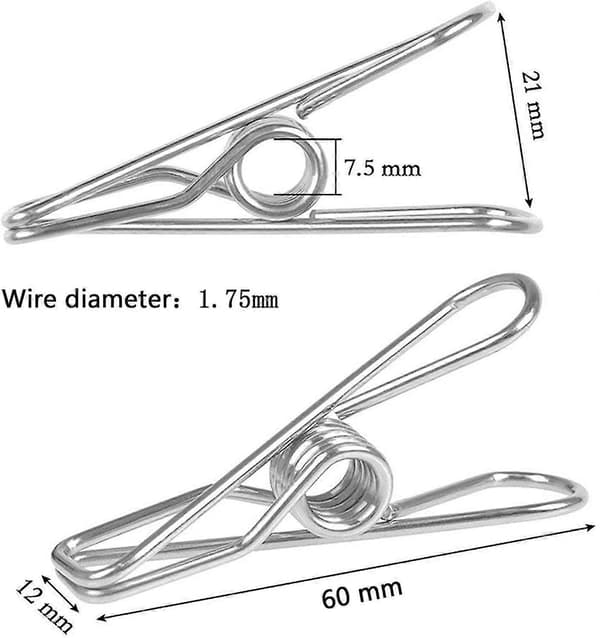 100 Klesklyper 60mm Uknuselige Klyper Slitesterke Ruster Ikke Klyper (5cm)