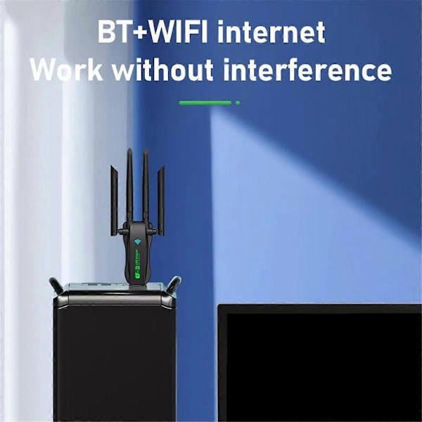 Nytt USB Nettverkskort 1300M Bluetooth 5.0 2-i-1 Datamaskin 2.4G 5GHZ Trådløs WiFi Mottaker 2.4G Dobbel