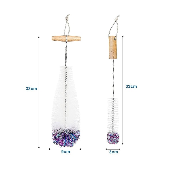 Børste til Glasflasker, Rengøringsmiddel, Pakke med 2 Rengøringsbørster, Rengøringsmiddel Hvid