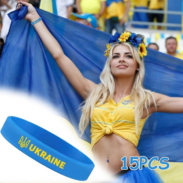 Ukraina Flagg Armbånd Ukraina Patriotisk Gave Ukrainsk Silikon Armbånd 15 stk