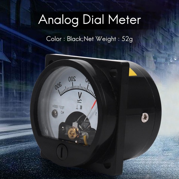 Amico AC 0-300V Rund Analog Skive Panel Meter Voltmeter Måler Sort