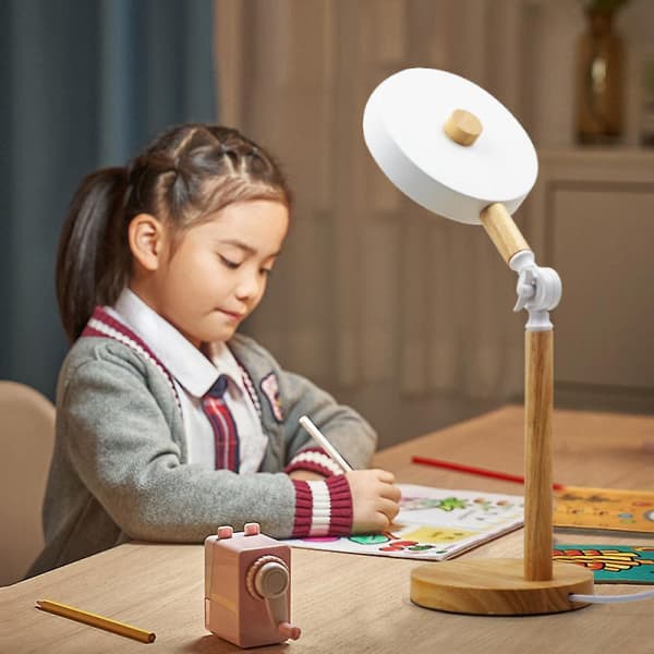 Moderne LED Bordlampe Rundt Hode Knappkontroll Øyebeskyttelse Mykt Lys Egnet For Leserom Og Studio Samt Stue (gul)