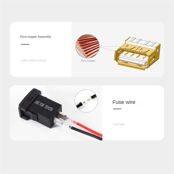 Dubbel USB port snabbladdningskontakt för infällt billaddaruttag 12-24v Automotive Voltmeter A