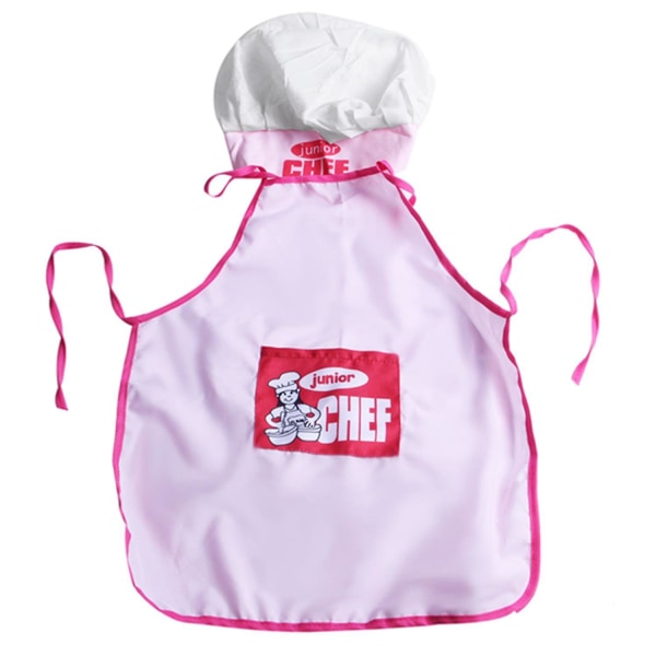Ardisle Childs Barn Kock Hatt Förkläde Matlagning Bakning Pojke Tjej Kockar Junior Rosa Blå Present (Rosa)