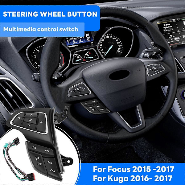 For Ford Focus Mk3 2015-2017 Kuga 2017 Cruise Control Bryter Multifunksjonsrattknapp Blu