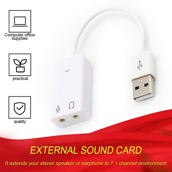 Externt USB-ljudkort 7.1 Adapter USB till 3D Virtuellt Ljud Audio Headset Mikrofon 3.5mm Jack för Laptop PC Notebook