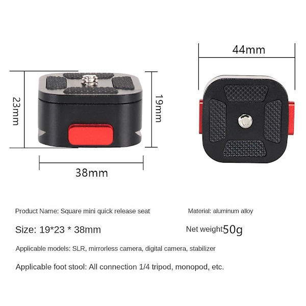 Nopea irrotuslevy 38 mm kiinnityslevy Levyn kiinnitysadapteri DSLR-toiminta kameran jalustan adapterille