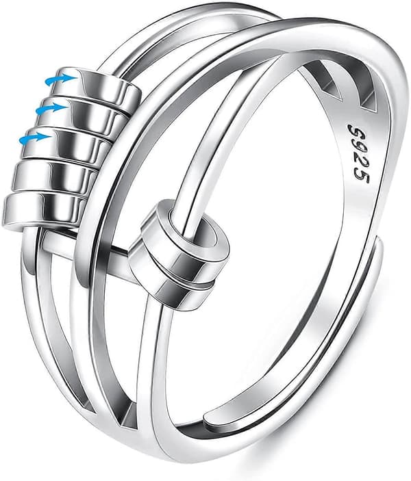 925 Sterling Sølv Ring for Kvinner Menn Fidget Fredsringer for Stresslindring