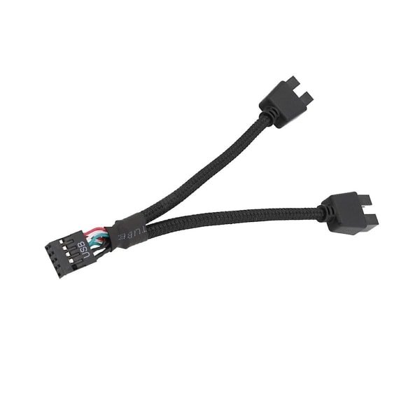 2 stk. datamaskin hovedkort USB-forlengelseskabel 9-pin 1 hunn til 2 hann Y-splitter lyd HD-forlengelseskabel for PC DIY