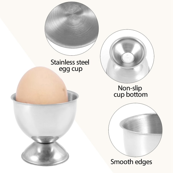 Set ruostumattomasta teräksestä munat kovaksi keitetyt munat ja pehmeä tarjotin työkalutelineet keittiö, hopea