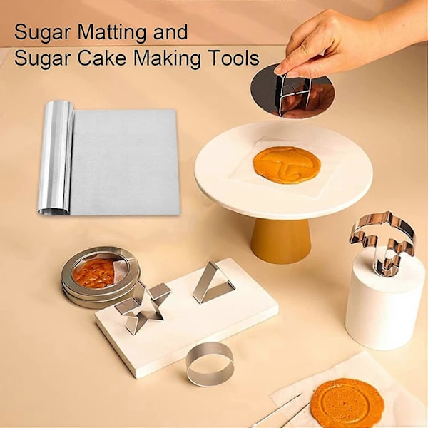 Dalgona Kit med kakeutstikkere, koreansk DIY sukkergodteri-lagesett med kakeutstikkere i rustfritt stål, inkluderer paraply, stjerne, sirkel, trekant, Mol
