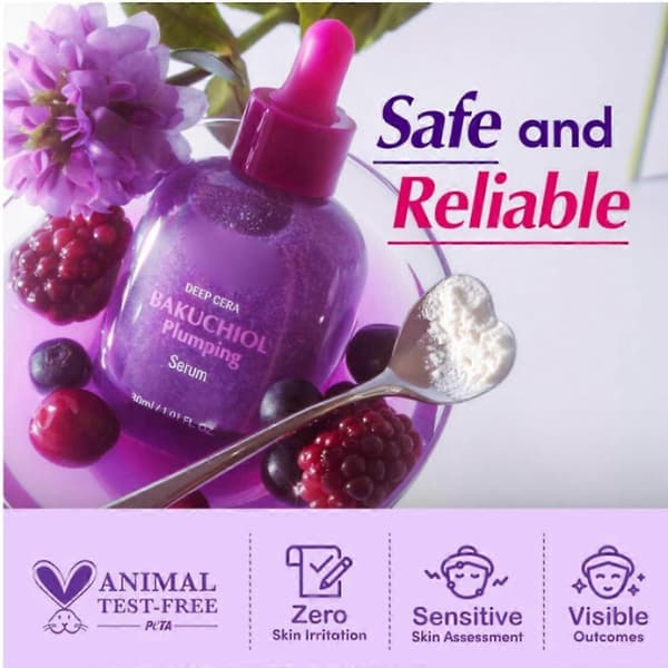 Anti-Aging Vitamin Lysende Serum Indeholder 99% Ren Bakuchiol 5.000 ppm 30 ml Purple
