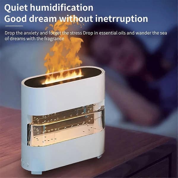 Simuleringsflamme Luftfugter Farverig Regn og Ild Aroma Diffuser med 7 Farver og Farverig til Hjem Soveværelse, Sort