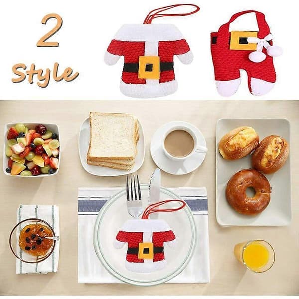 8-pack Julbesticksställ Tomte Julbord Dekoration Besticksväska Bestick