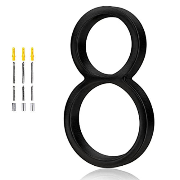 5,6 tuuman kelluva talo numero, DIY numerot, puutarhan ovi postilaatikko sisustusnumero, pinnoitettu musta 8