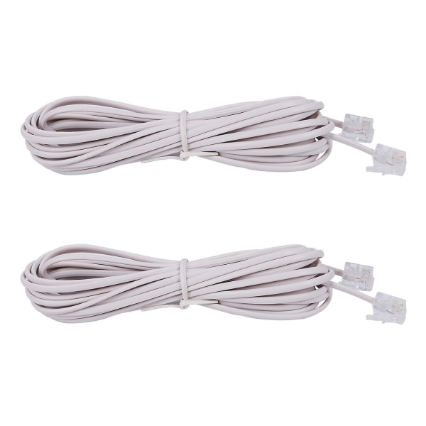 2x 6p2c Rj11 Male To Male Plug Telephone Line Cable Wire 5m