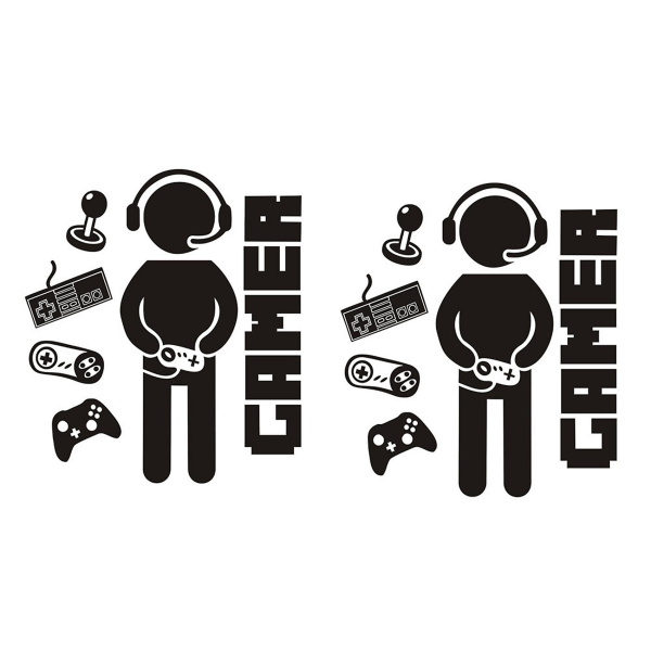 2x Gamer Decals For Boys Room Creative Game Wall Sticker For Kids Room Boys Bedroom Playroom Wall D