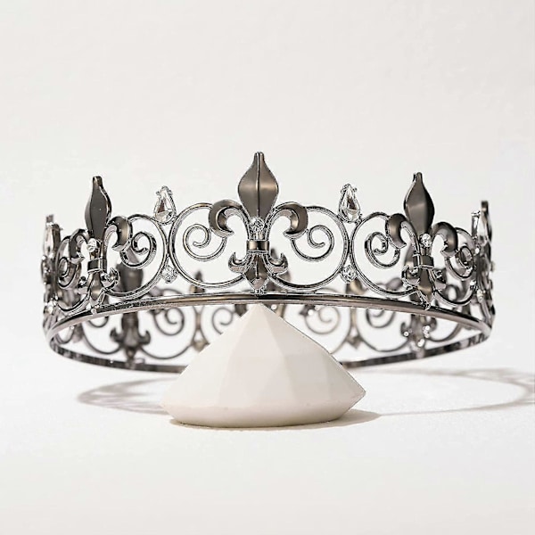 Gotisk Full King Krone - Metallkroner og Tiaraer for Menn & , Goth Prins Ball Party Hatter, Cosplay C