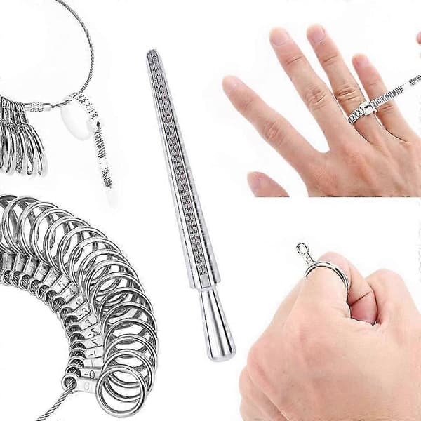 Ringstørrelsesmåler værktøjssæt Metal Ringstørrelser Ringmålere Fingerstørrelse