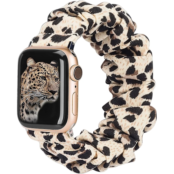 Ubiuo Kompatibelt med Apple Watch Armband Scrunchies 41/40/38mm Solo Loop Tyg Mjukt Mönstrat Tryckt Tygarmband Dam Roséguld Iwatch Sött Elastiskt