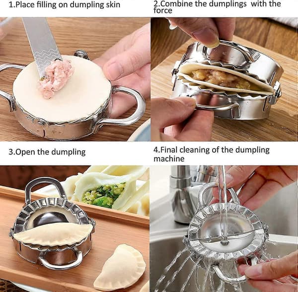 3 stk. Dumpling Maker, rustfritt stål Dumpling Mold og Dumpling Machine Press, 3.9 tommer