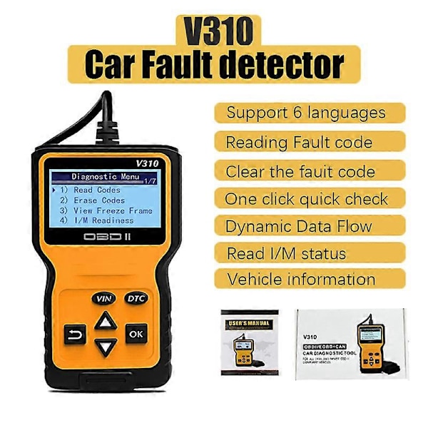 V310 OBD2-skanner Leser og Sletter Feilkoder Automatisk Passer for Alle OBD II-protokoll Biler Diagnostiske Verktøy