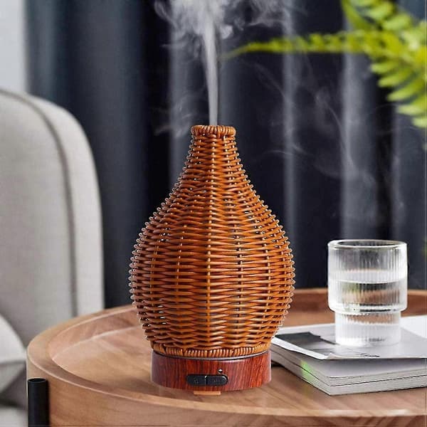Eterisk Olje Diffuser, Rattan Ultralyd Diffuser 100ml Kjølig Eu Plugg