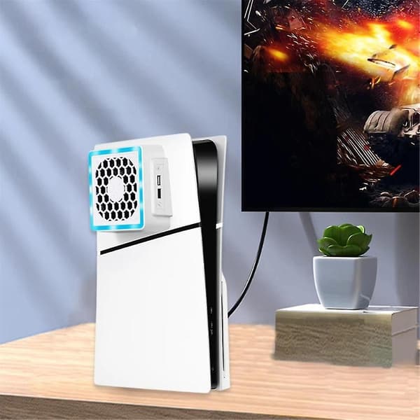 Passer for Slim Spillkonsoll Vert Vifte Radiator Kjølevifte Vert Sidevifte med LED-lys