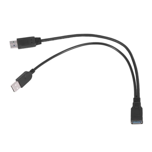 Sort USB 3.0 Hun til Dobbelt USB Han Ekstra Data Y Forlængerkabel til 2,5 tommer Mobil Harddisk