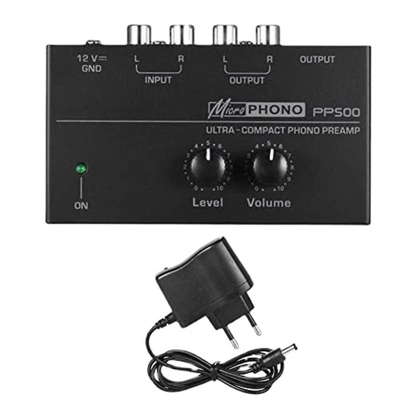 Pp500 Ultra-kompakt Phono Preamp Pre Amp Preamplifier Med Nivåvolumkontroll Eu-plugg