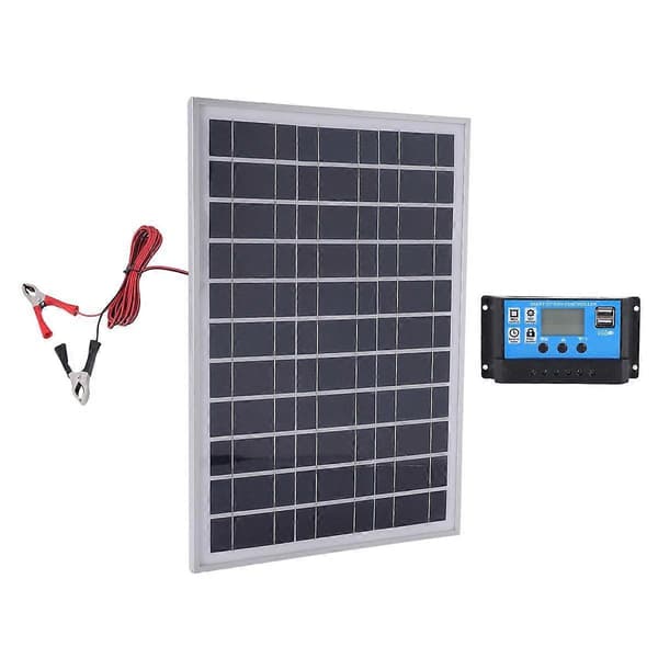 30W 12V Solpanel Batteriladdare + 40A Styrenhet för Husbil, Bil, Båt, Hem, Camping