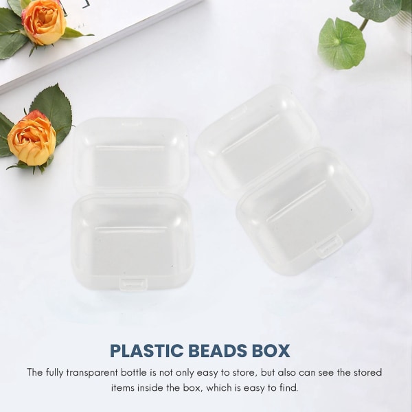 24st små klara plastpärlor förvaringsbehållare Låda med gångjärn för förvaring av små föremål hantverkshårdvara