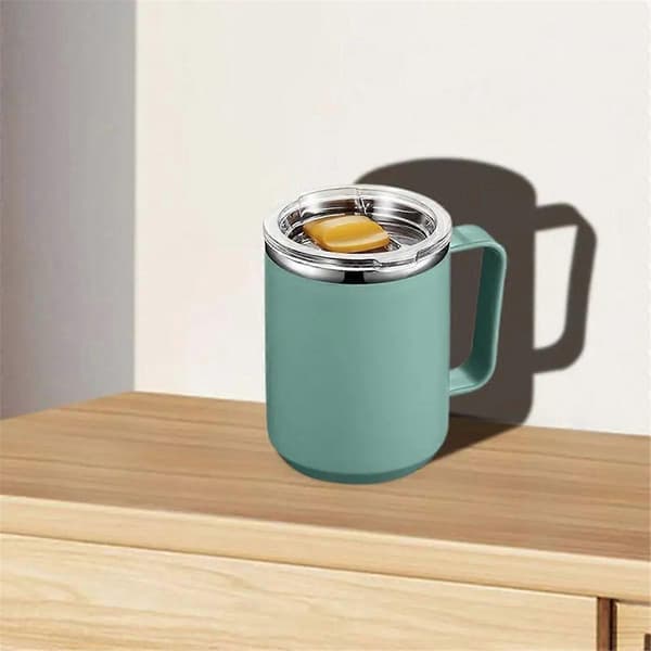 Rustfritt Stål Krus med Håndtak 450ml Dobbel Vegg Rustfritt Stål Krus Moderne Isolerte Kopper Metall Campingkopper Gjenbrukbare