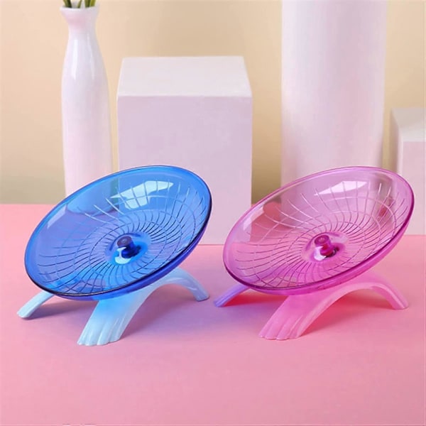 Kæledyrs Hamster Flyvende Tallerken Motionshjul Hamster Mus Løbeskive Legetøj Bur Hamster Tilbehør Hamster Hjul Fidget Legetøj (Farve: Pink)