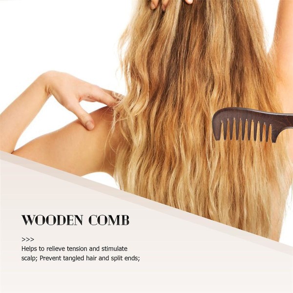 Sandelträ bred tand kam lockigt hår Bärbar bred/tät grov tand trä kam hår massage verktyg för kvinnor