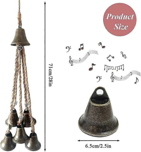 Julhäxans Klocka Metall Vindspel Hängande Ornament, Skydds Klocka, Brons