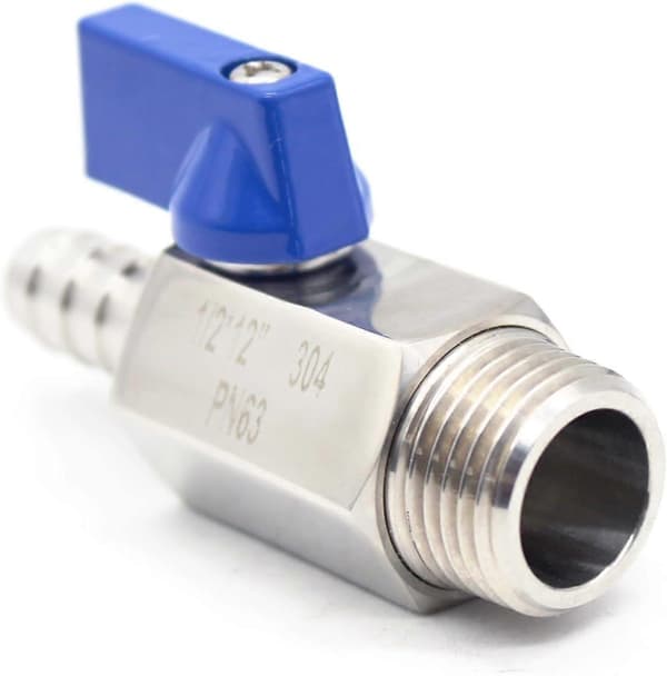 Rustfritt stål 304 Mini Kuleventil BSP Hann x Slangeadapter Kuleventil Hannadapter 1/2\" x12mm