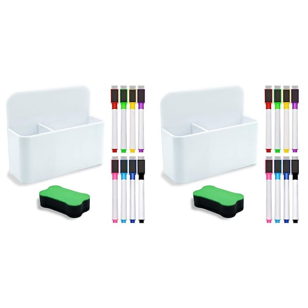 2x Magnetic Dry Erase Marker Holder, Magnetic Marker Holder For Whiteboard, 16 pieces Magnetic Dry
