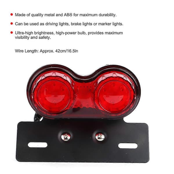 Multifunksjonell Motorsykkel LED Lys Baklys Blinklys Brems Lysnummerplate Integrert Lampe Rød