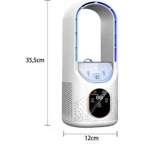 Bærbar airconditionventilator, (hvid) fordampende luftkøler, USB-aircondition med vind og 6 timere, mini-skrivebordskøleventilator til kontoret