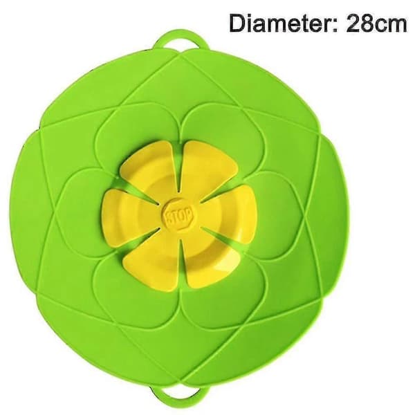 28 cm Silikon Anti-överflödeslock, grytlock Silikon Spill Stopp Lock Green