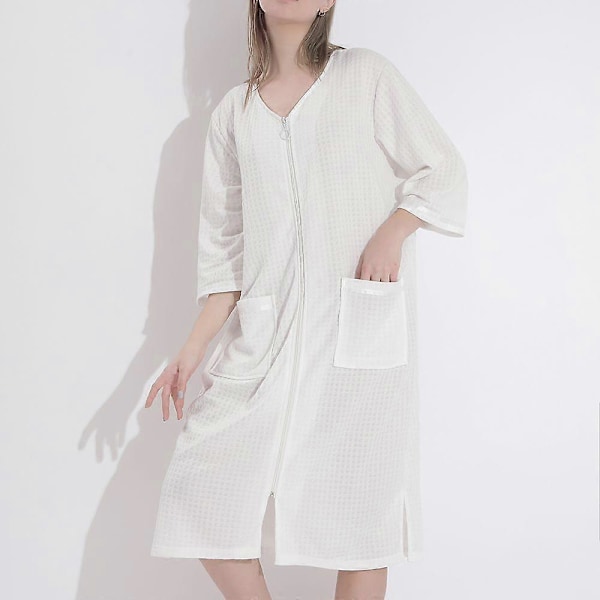 Dame Morgenkåpe Nattkjole Glidelåslomme Løstsittende Nattøy Tynn Kåpe Kjole Nattøy 3XL Casual Pyjamas Kåpe Loungewear Kjole